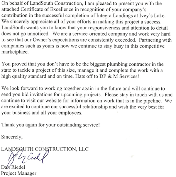 Plumbing Testimonial